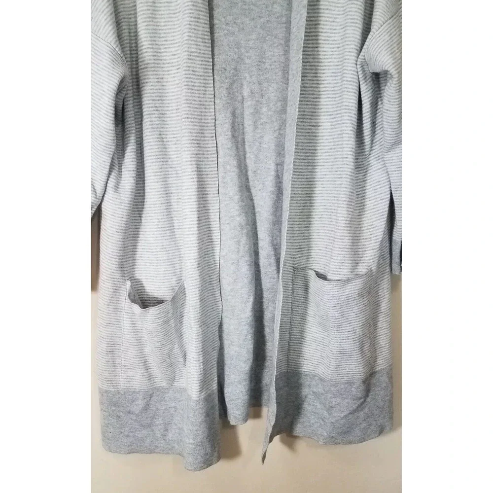 Eileen Fisher Organic Cotton Cashmere Reversible Cardigan Striped Sweater Size M